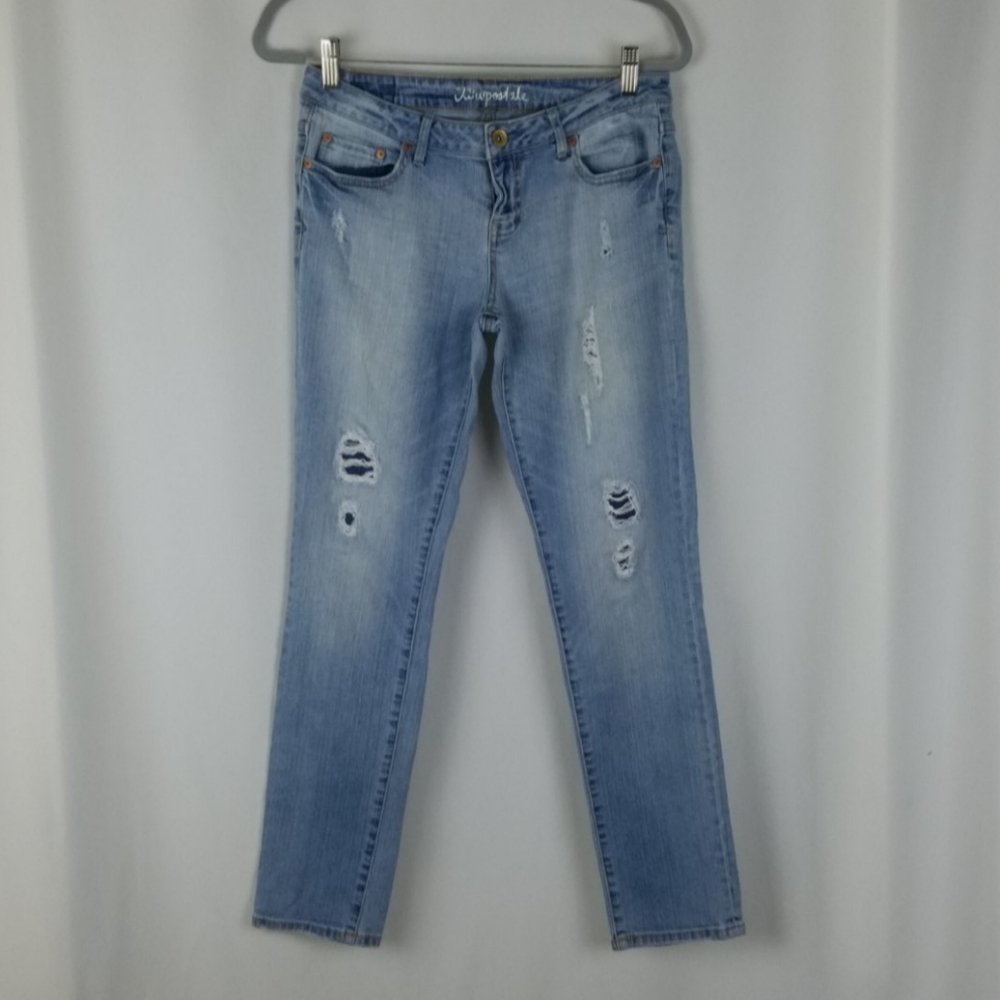 Aeropostale women 8 Bayla skinny jeans distressed blue street grunge festival